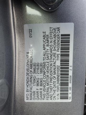 19XFL2H88NE010202 - 2022 HONDA CIVIC SPORT 银色 照片 12