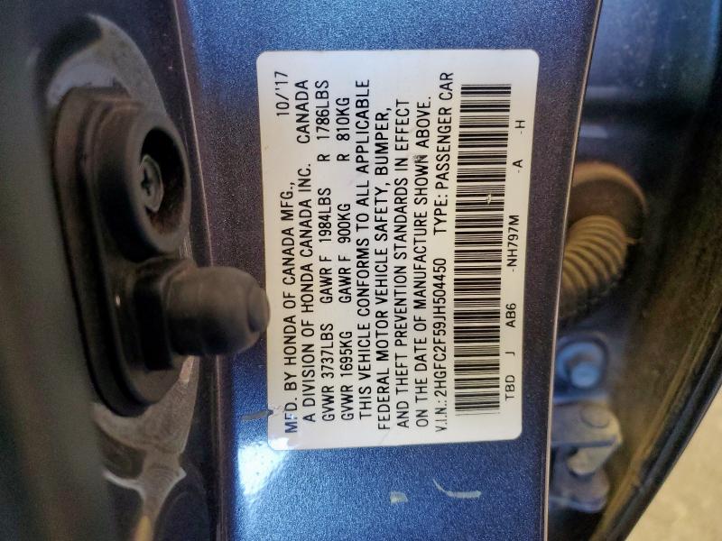 2HGFC2F59JH504450 - 2018 HONDA CIVIC LX 灰色 照片 13