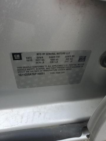 1G11C5SA7GF149651 - 2016 CHEVROLET MALIBU LIM LT 银色 照片 12