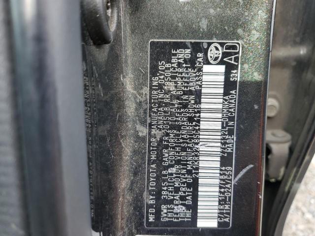 2T1KR32E85C471416 - 2005 TOYOTA COROLLA MA XR CHARCOAL photo 12