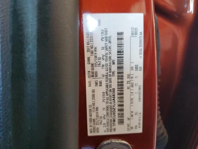 1FMCU0DZ1LUA68360 - 2020 FORD ESCAPE TITANIUM ORANGE photo 13