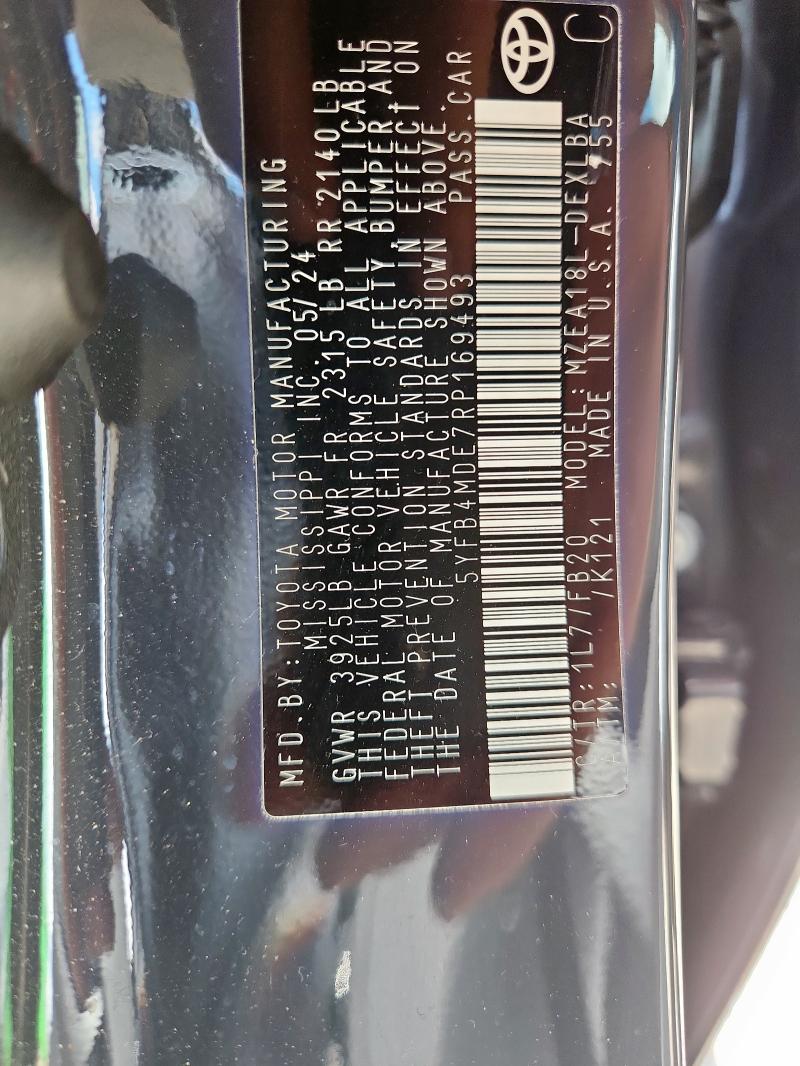 5YFB4MDE7RP169493 - 2024 TOYOTA COROLLA LE ნაცრისფერი ფოტო 12