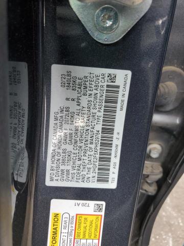 2HGFE2F5XPH529764 - 2023 HONDA CIVIC SPORT Szary zdjęcie 12