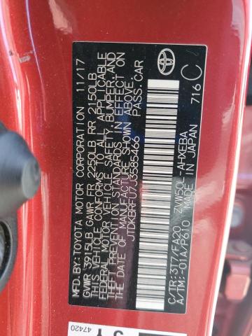 JTDKBRFU7J3585466 - 2018 TOYOTA PRIUS RED photo 12