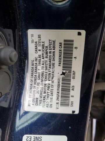 2HGFA1F60BH515380 - 2011 HONDA CIVIC LX-S BLUE photo 12