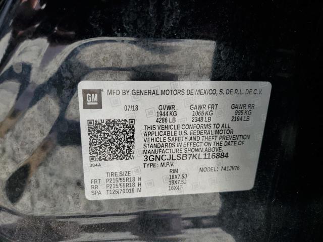 3GNCJLSB7KL116884 - 2019 CHEVROLET TRAX 1LT BLACK photo 13