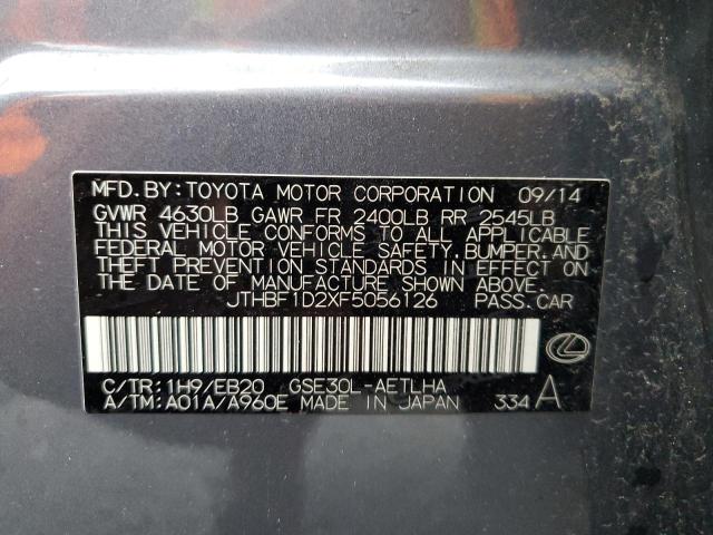 JTHBF1D2XF5056126 - 2015 LEXUS IS 250 GRAY photo 12