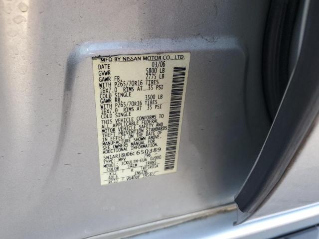 5N1AR18U06C650389 - 2006 NISSAN PATHFINDER LE ვერცხლისფერი ფოტო 13