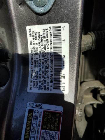 1HGFA16929L003997 - 2009 HONDA CIVIC EXL GRAY photo 12