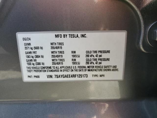 7SAYGAEE4RF125173 - 2024 TESLA MODEL Y 银色 照片 13