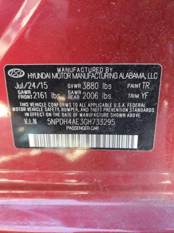 5NPDH4AE3GH733295 - 2016 HYUNDAI ELANTRA SE RED photo 12