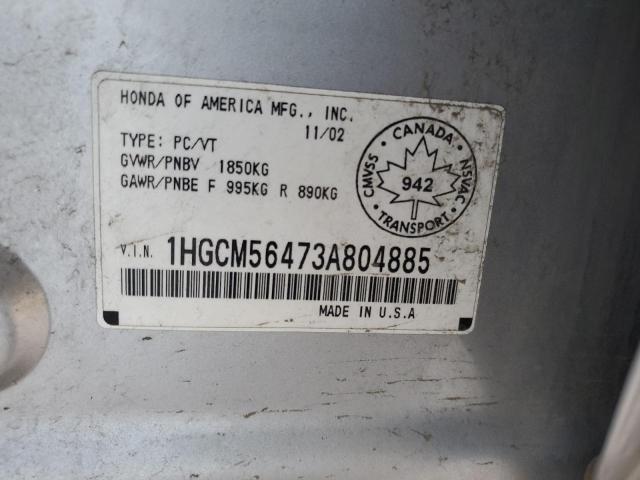 1HGCM56473A804885 - 2003 HONDA ACCORD LX SILVER photo 12