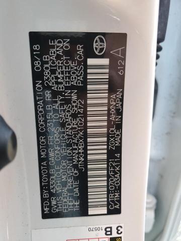 JTNKHMBX7K1021472 - 2019 TOYOTA C-HR XLE WHITE photo 13