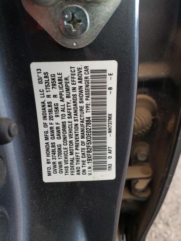 19XFB2F5XDE027884 - 2013 HONDA CIVIC LX GRAY photo 12