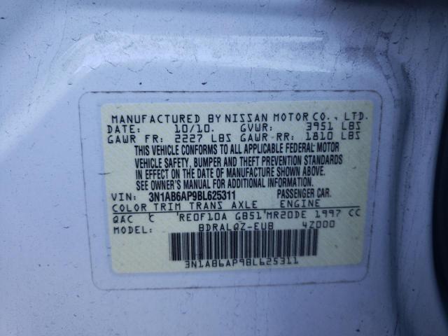 3N1AB6AP9BL625311 - 2011 NISSAN SENTRA 2.0 WHITE photo 13