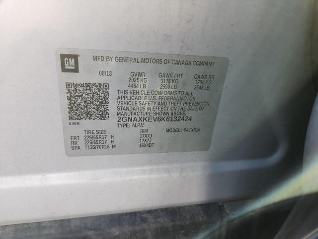 2GNAXKEV6K6132424 - 2019 CHEVROLET EQUINOX LT 银色 照片 13