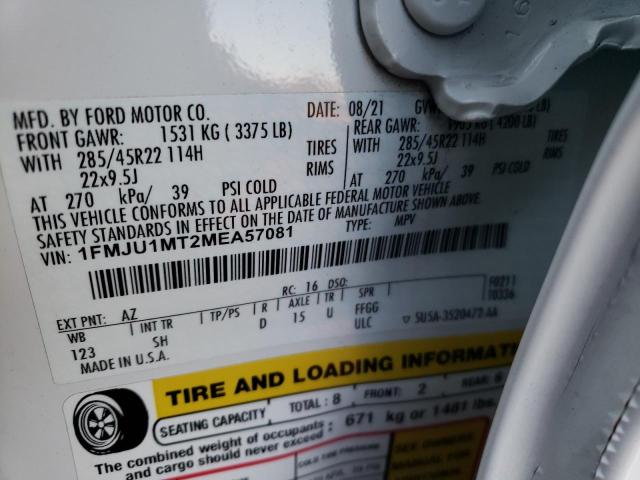 1FMJU1MT2MEA57081 - 2021 FORD EXPEDITION PLATINUM WHITE photo 14