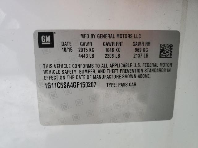 1G11C5SA4GF150207 - 2016 CHEVROLET MALIBU LIM LT 白色 照片 12