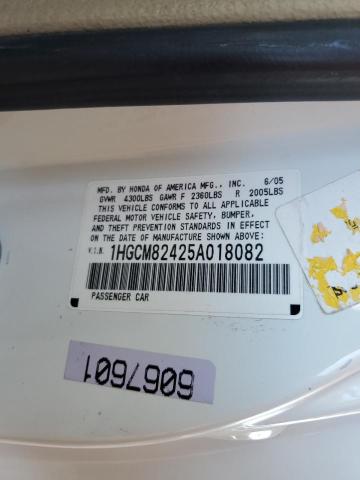 1HGCM82425A018082 - 2005 HONDA ACCORD SE 白色 照片 12