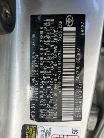 4T1BE32K14U914634 - 2004 TOYOTA CAMRY LE SILVER photo 13