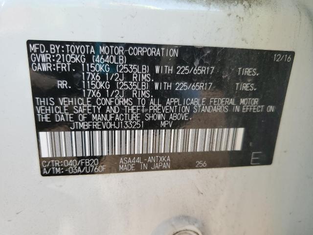 JTMBFREV0HJ133251 - 2017 TOYOTA RAV4 LE WHITE photo 14