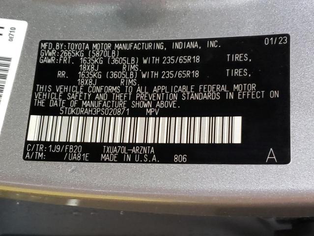 5TDKDRAH3PS020871 - 2023 TOYOTA HIGHLANDER L SILVER photo 14