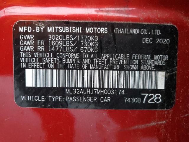 ML32AUHJ7MH003174 - 2021 MITSUBISHI MIRAGE ES RED photo 12