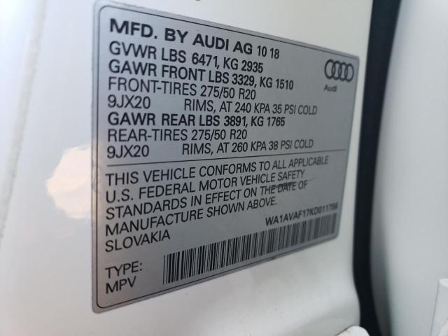 WA1AVAF17KD011756 - 2019 AUDI Q8 PREMIUM WHITE photo 14