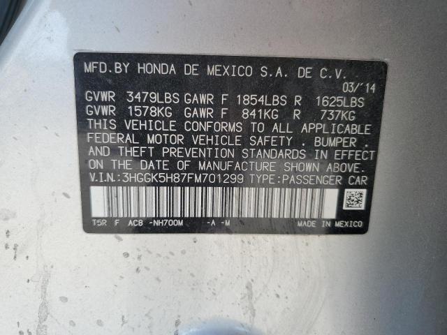 3HGGK5H87FM701299 - 2015 HONDA FIT EX 银色 照片 12