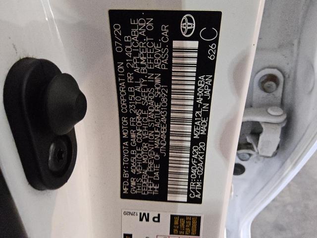 JTND4MBE4M3108921 - 2021 TOYOTA COROLLA SE WHITE photo 13