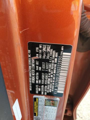 5XYZU3LB3GG333890 - 2016 HYUNDAI SANTA FE S ORANGE photo 13