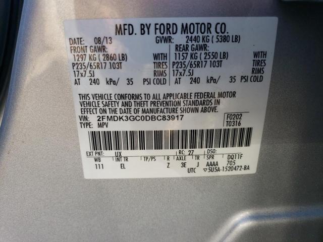 2FMDK3GC0DBC83917 - 2013 FORD EDGE SE SILVER photo 13