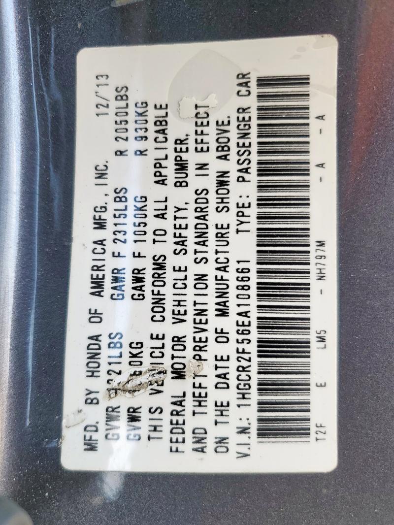 1HGCR2F56EA108661 - 2014 HONDA ACCORD SPORT GRAY photo 13