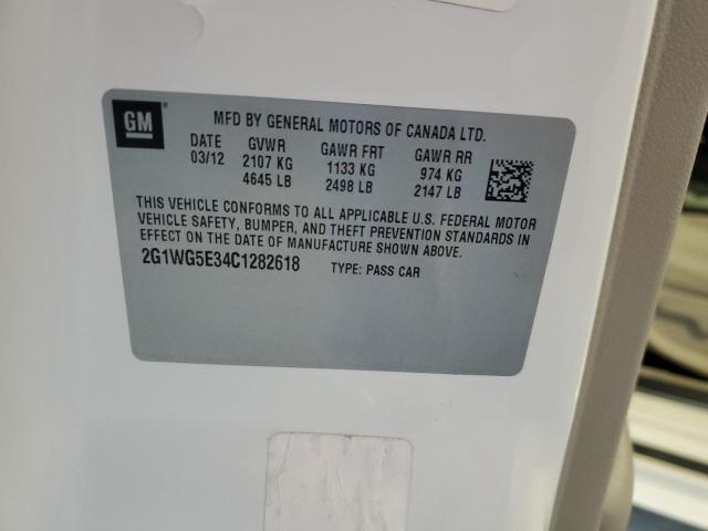 2G1WG5E34C1282618 - 2012 CHEVROLET IMPALA LT თეთრი ფოტო 12