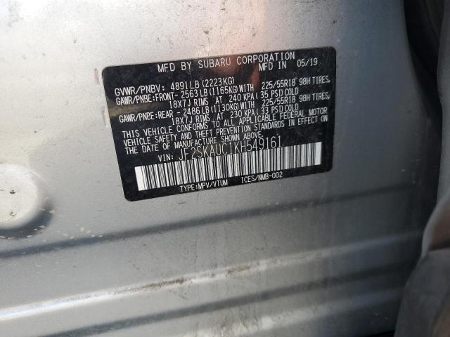 JF2SKAUC1KH549161 - 2019 SUBARU FORESTER LIMITED SILVER photo 13