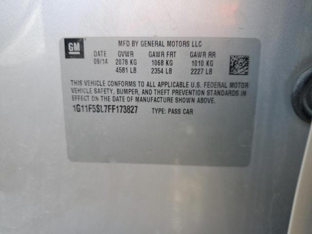1G11F5SL7FF173827 - 2015 CHEVROLET MALIBU LTZ ვერცხლისფერი ფოტო 12