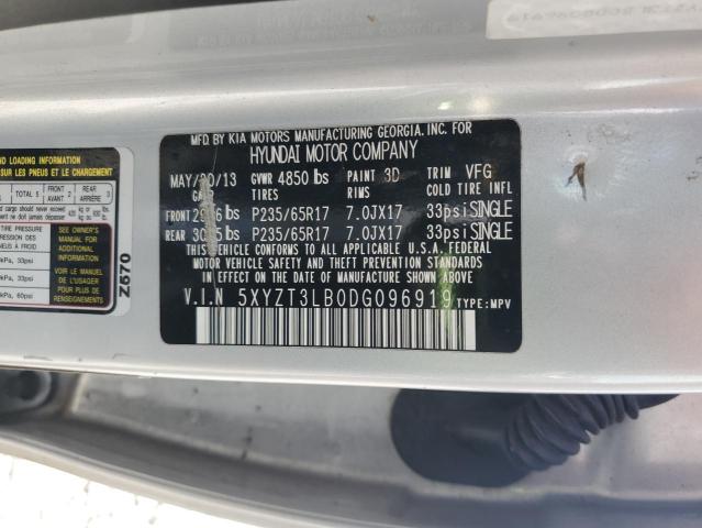 5XYZT3LB0DG096919 - 2013 HYUNDAI SANTA FE S SILVER photo 13