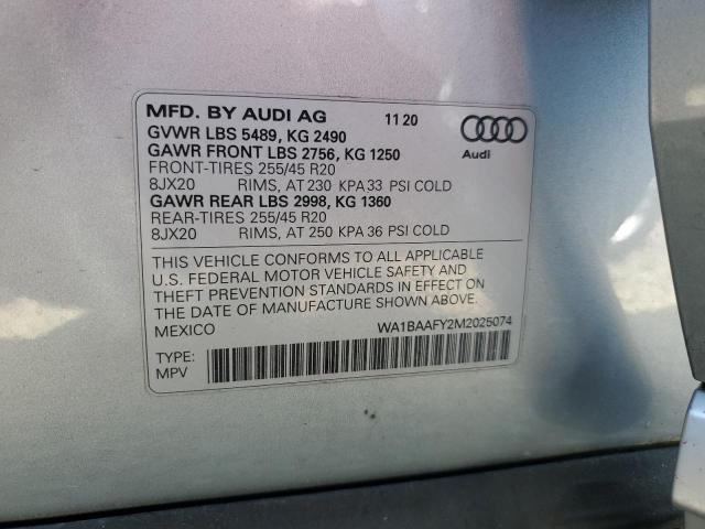 WA1BAAFY2M2025074 - 2021 AUDI Q5 PREMIUM PLUS SILVER photo 14