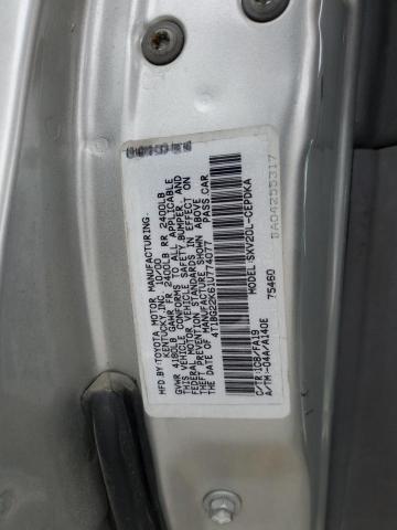 4T1BG22K61U774077 - 2001 TOYOTA CAMRY CE SILVER photo 12