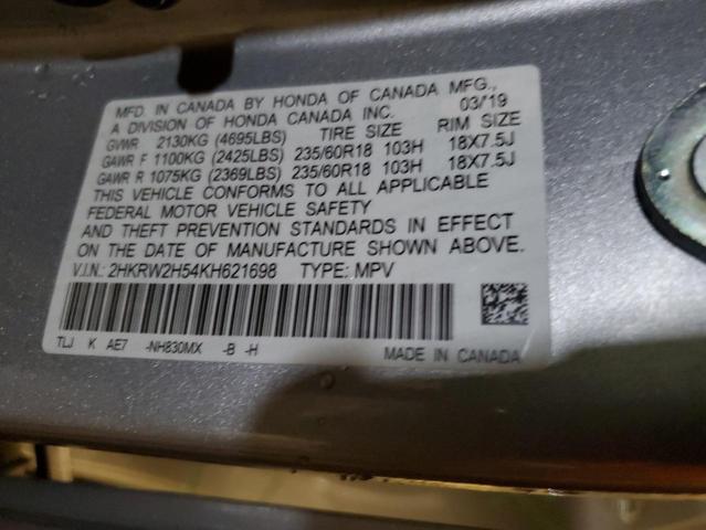 2HKRW2H54KH621698 - 2019 HONDA CR-V EX SILVER photo 14