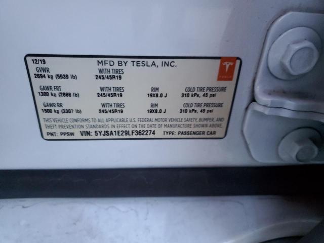 5YJSA1E29LF362274 - 2020 TESLA MODEL S TWO TONE photo 12