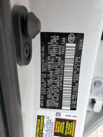 4T1B11HKXJU019324 - 2018 TOYOTA CAMRY L WHITE photo 12