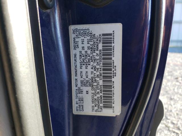 5TBBT4417YS002906 - 2000 TOYOTA TUNDRA ACCESS CAB ლურჯი ფოტო 12