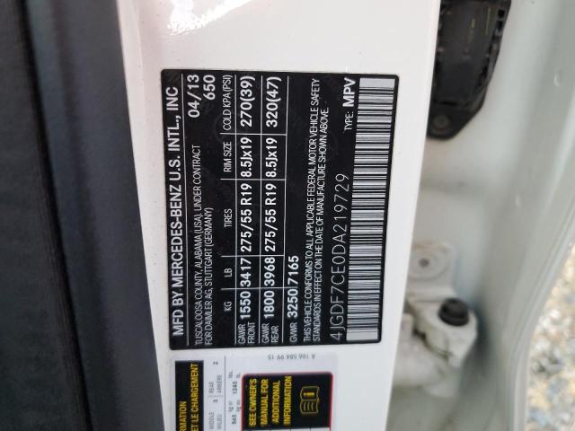 4JGDF7CE0DA219729 - 2013 MERCEDES-BENZ GL 450 4MATIC WHITE photo 13