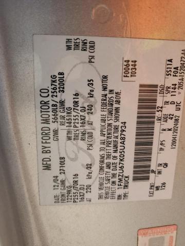 1FMZU67K05UA87934 - 2005 FORD EXPLORER S SILVER photo 12