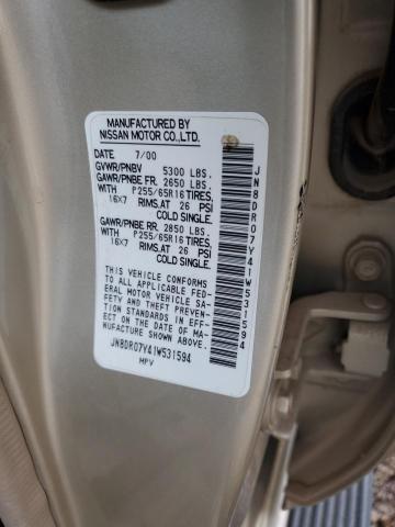 JN8DR07Y41W531594 - 2001 NISSAN PATHFINDER LE თაფლისფერი ფოტო 14