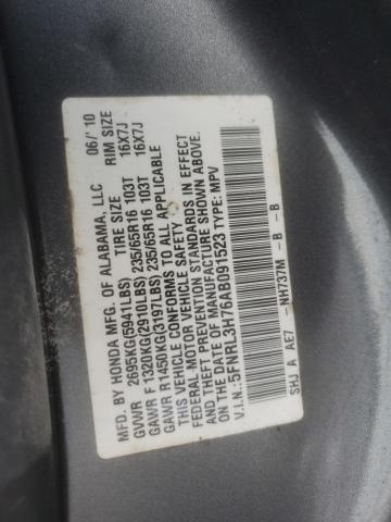5FNRL3H76AB091523 - 2010 HONDA ODYSSEY EXL Boz foto 13