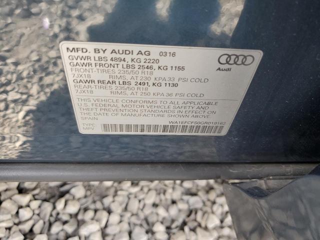 WA1EFCFS0GR019162 - 2016 AUDI Q3 PREMIUM PLUS Niebieski zdjęcie 13