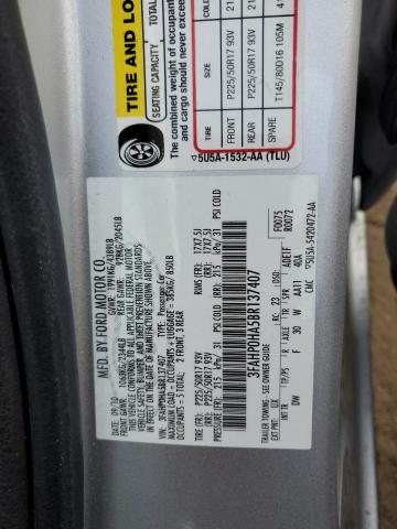 3FAHP0HA5BR137407 - 2011 FORD FUSION SE SILVER photo 13