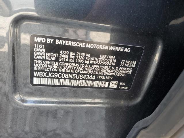 WBXJG9C08N5U64344 - 2022 BMW X1 XDRIVE28I CHARCOAL photo 12